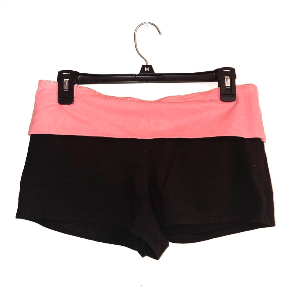 🌺 Black Comfy Shorts with neon peach foldover